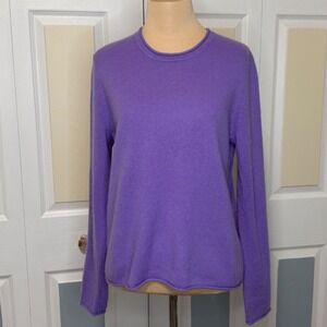 Aqua Cashmere Womens Purple 100% Cashmere Crew Neck Pullover Sweater Size M